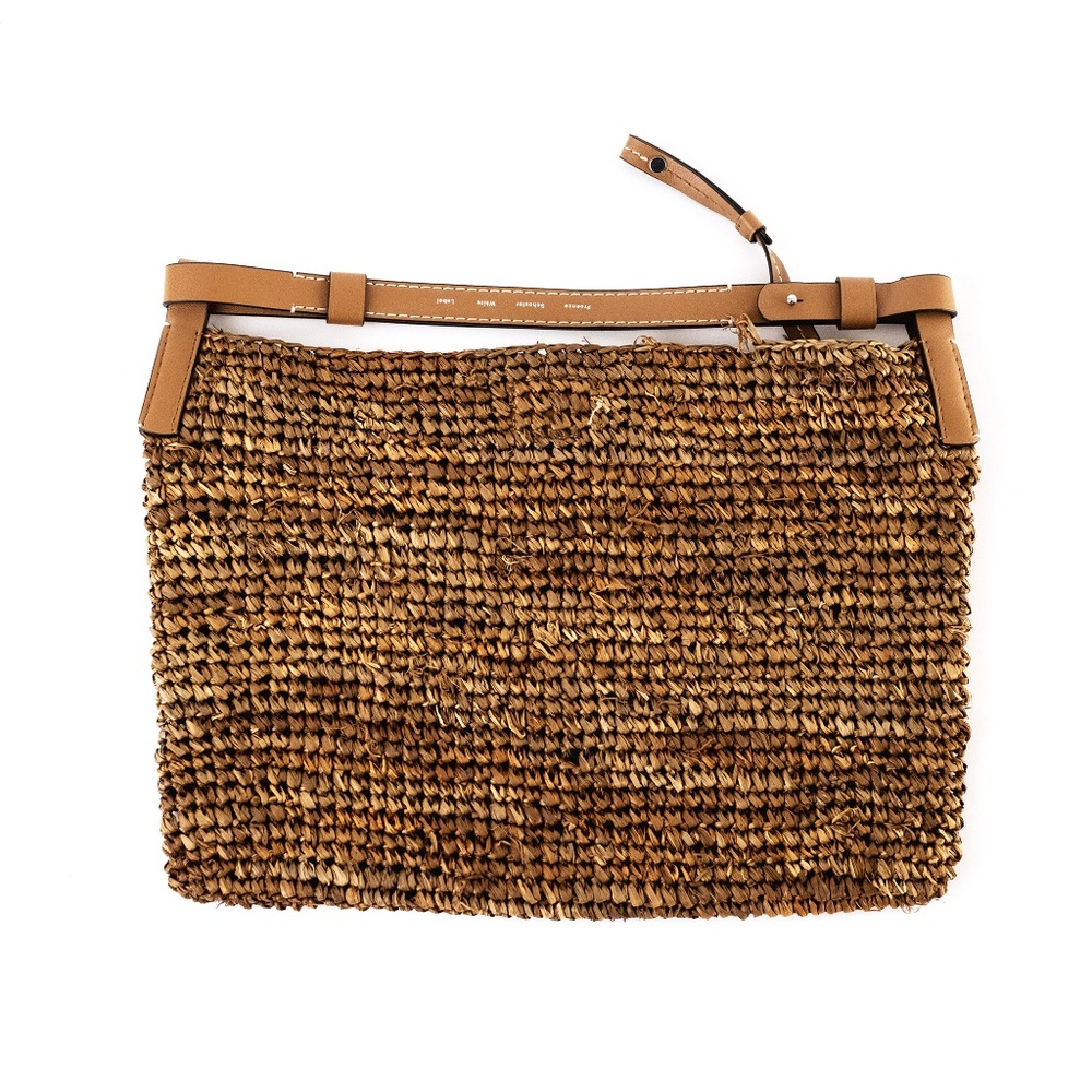 Proenza Schouler White Label Minetta Brown Raffia Shoulder Bag with Pouch - Picture 8 of 15